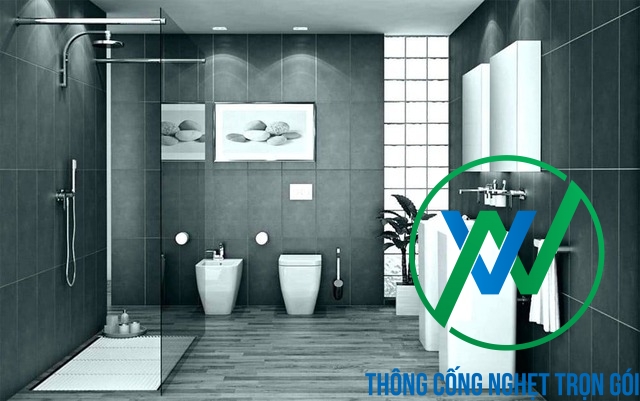 Nhà vệ sinh tự hoại rộng rãi, hiện đại và tiện nghi với nội thất sang trọng