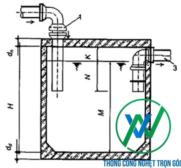 mặt cắt bể tự hoại