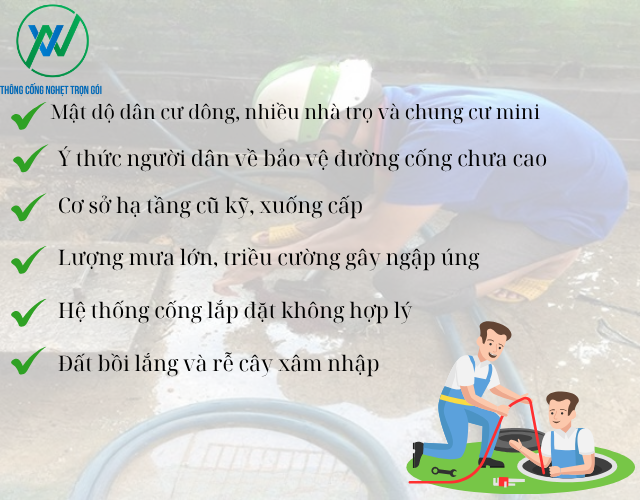 Lý do gây ra nghẹt cống tại quận 8
